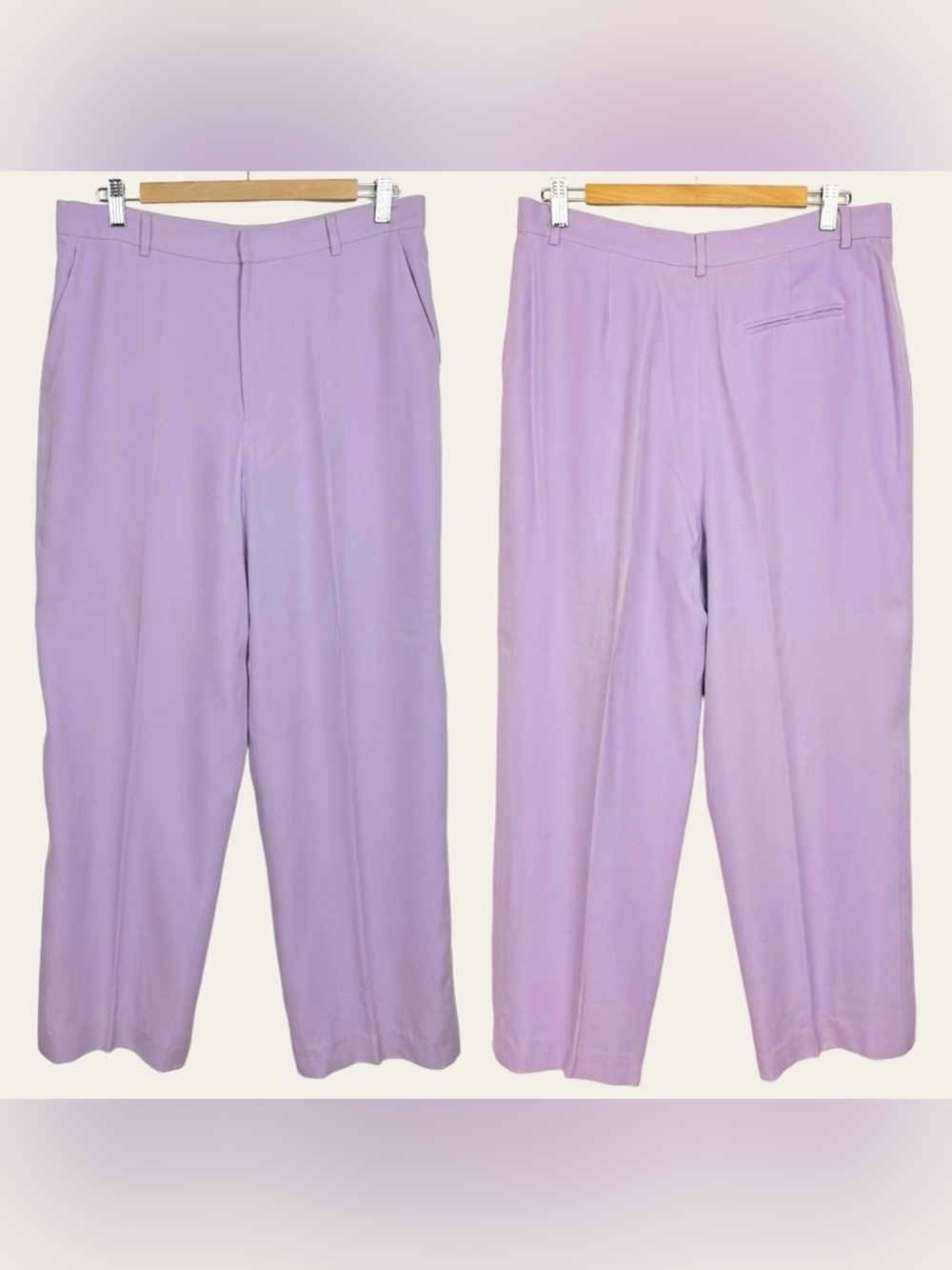 Ralph Lauren 100% Silk Tailored Lavender High Waist Wide Leg Blazer Pant Suit-14 - Picture 3 of 4
